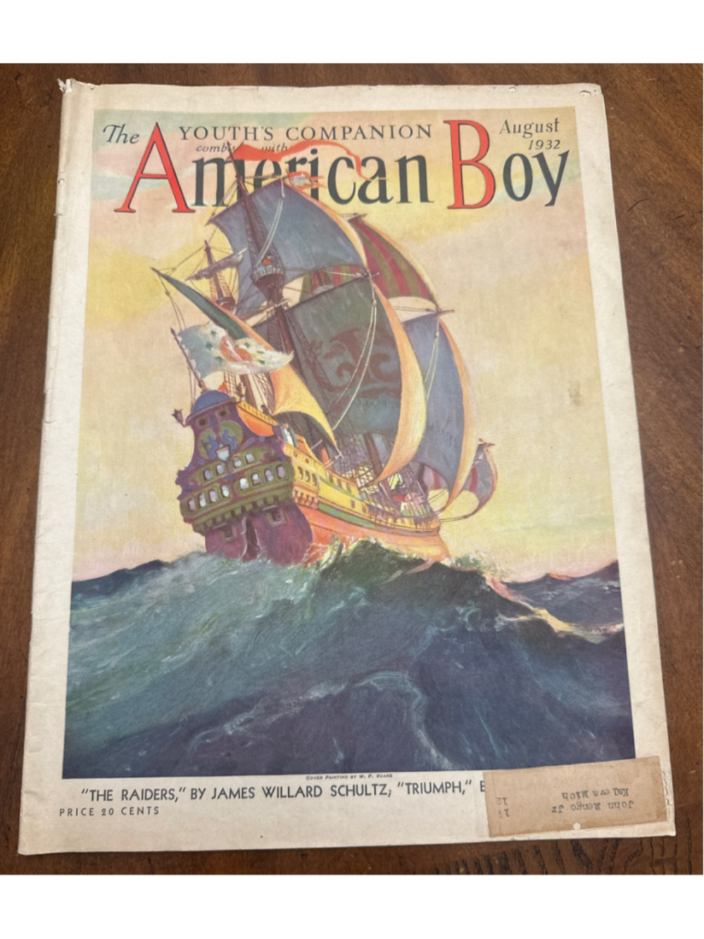 Vintage The American Boy Magazine August 1932 One Size Beige Blue